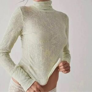 You and I Burnout Turtleneck Top Long Sleeve Layering Shirt Green